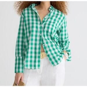 J.crew Garçon cotton voile shirt in gingham green white size 20